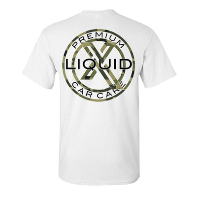 Liquid X Circle Logo Camo Print Men's T-Shirt - White