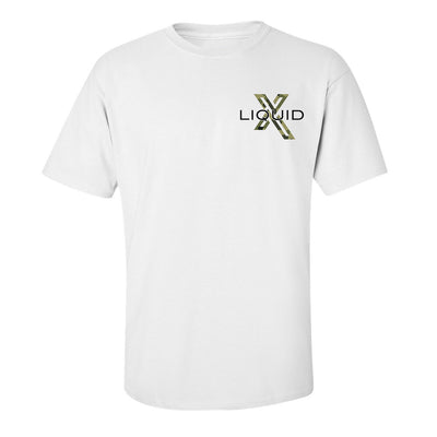 Liquid X Circle Logo Camo Print Men's T-Shirt - White
